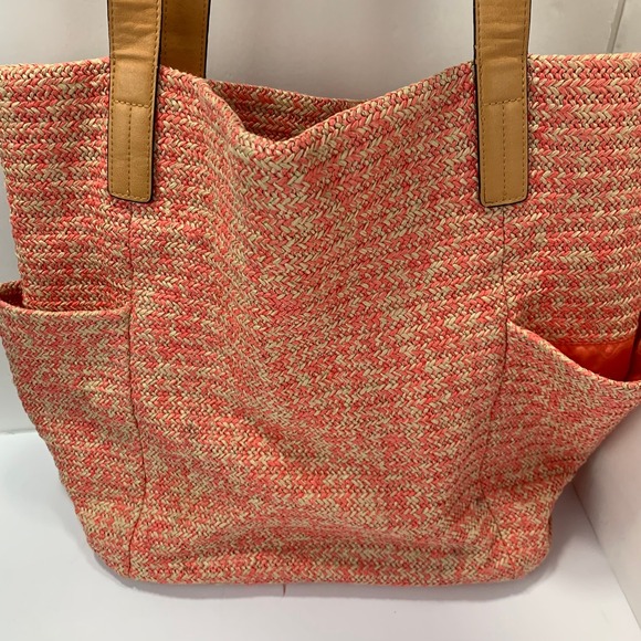 Vera Bradley Straw Tote Bag Beach Nautical Coral Turtle Embroidered - Picture 10 of 14